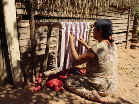 photo: Tsimane woman weaving a marico
